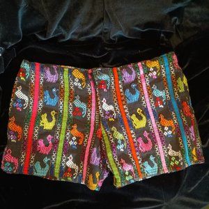 Vintage woven Peruvian shorts with drawstring